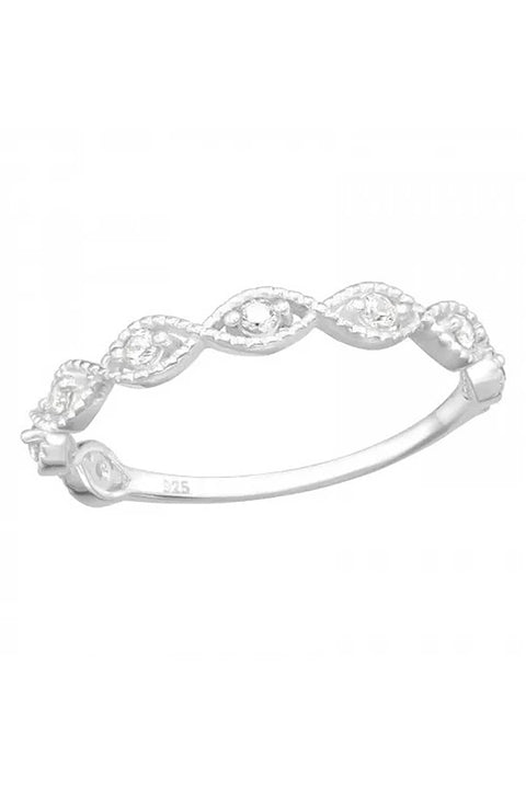 Sterling Silver Stackable Band Ring with CZ - SS
