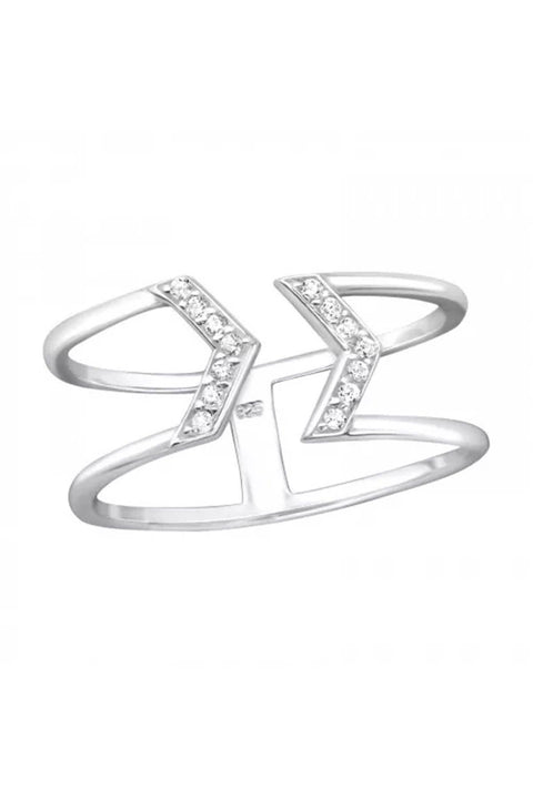 Sterling Silver Arrow Ring With Cubic Zirconia - SS