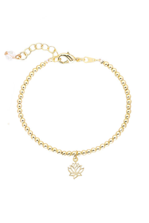 Lotus Charm Beaded Bracelet - GF
