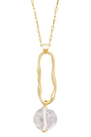 Clear Murano Glass & Freeform Hoop Pendant Necklace - GF