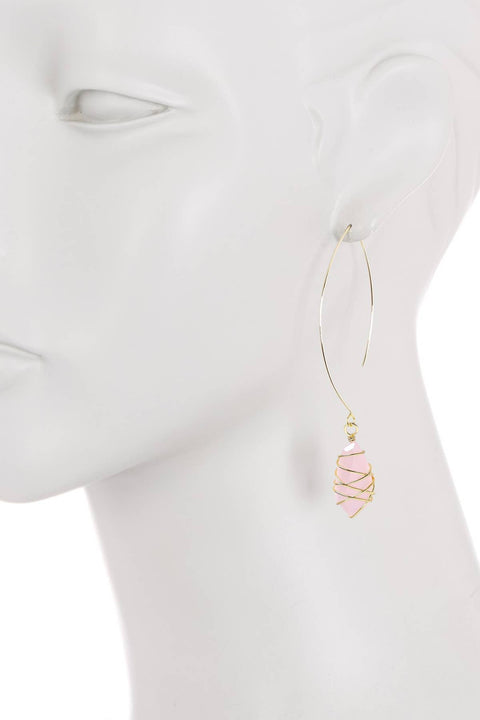 Rose Crystal Wire Wrapped Threader Earrings - GF