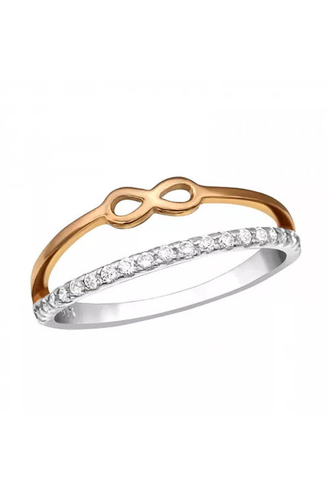 Sterling Silver Infinity Ring With CZ - RG