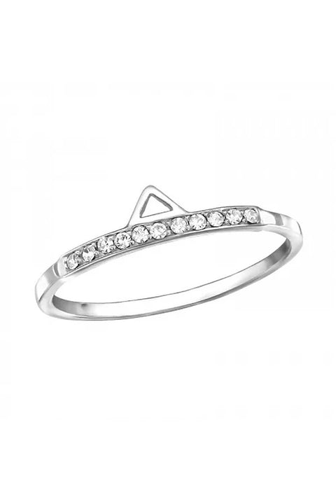 Sterling Silver Geometric Ring With CZ - SS