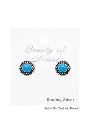 Sterling Silver Round Ear Studs With Epoxy - SS