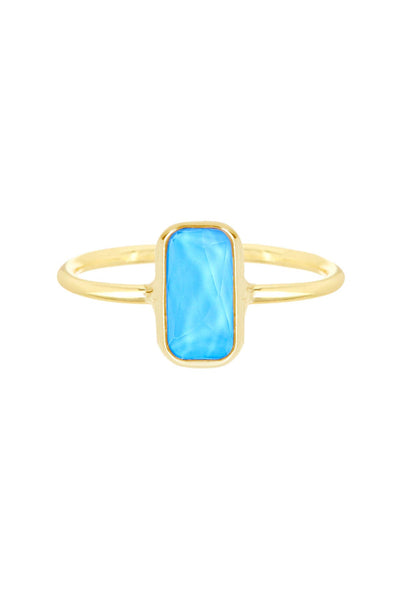 Turquoise Quartz Petite Rectangle Ring - GF