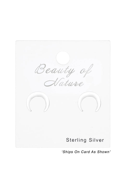 Sterling Silver Moon Ear Studs - SS