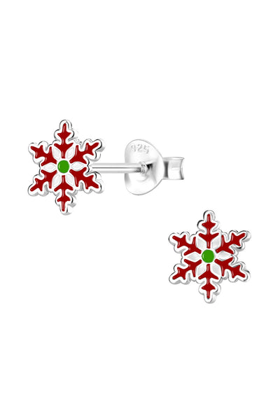 Sterling Silver Snowflake Post Earrings - SS
