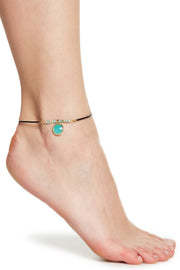 Amazonite Crystals & Leather Anklet - GF