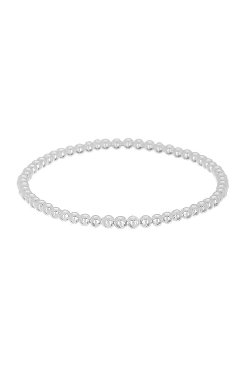 3mm Beaded Stretch Bracelet In Silver - SF