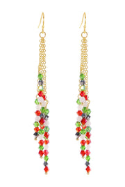 Mixed Austrian Crystal Christmas Waterfall Earrings - GF