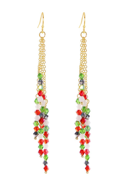 Mixed Austrian Crystal Christmas Waterfall Earrings - GF