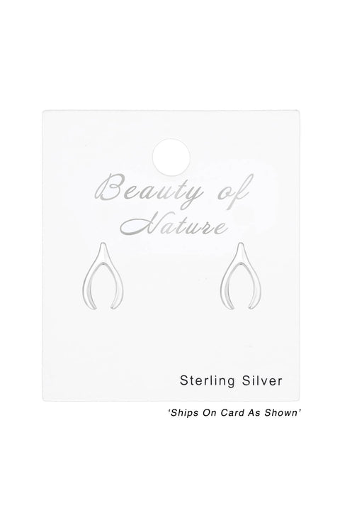 Sterling Silver Wishbone Ear Studs - SS