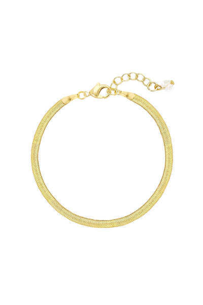 14k Gold Plated 3mm Magic Herringbone Chain Bracelet - GP