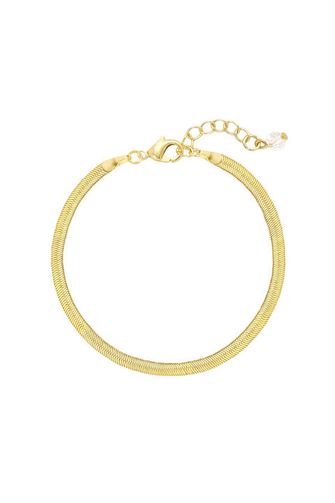14k Gold Plated 3mm Magic Herringbone Chain Bracelet - GP