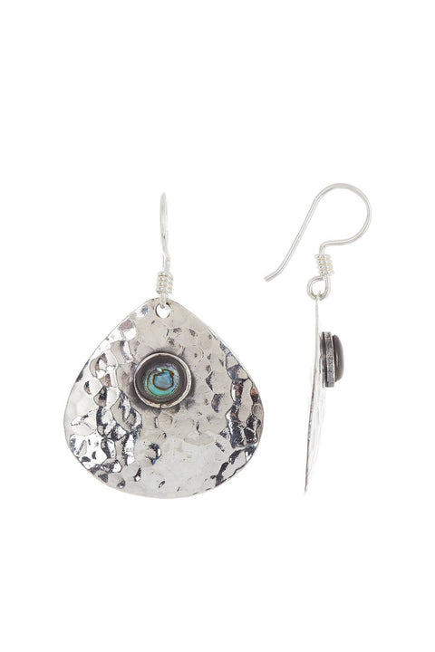 Abalone & Hammered Drop Earrings - SF