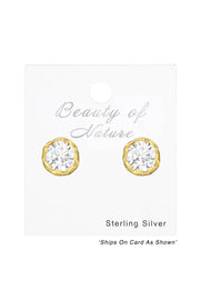 Sterling Silver Round 4mm Ear Studs With Cubic Zirconia - VM