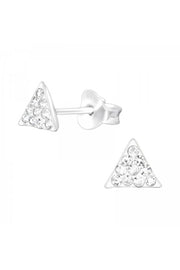Sterling Silver Triangle Crystal Ear Studs - SS