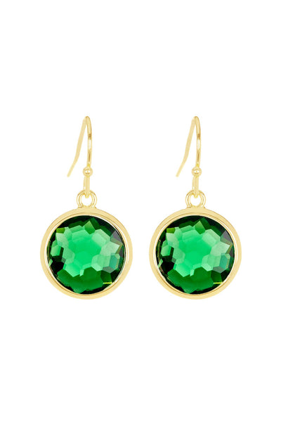Emerald Crystal Round Drop Earrings - GF