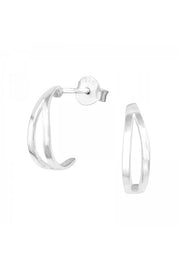 Sterling Silver Half Hoop Ear Studs - SS