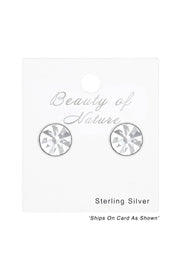 Sterling Silver Round 3.5mm Ear Studs With Crystals - SS