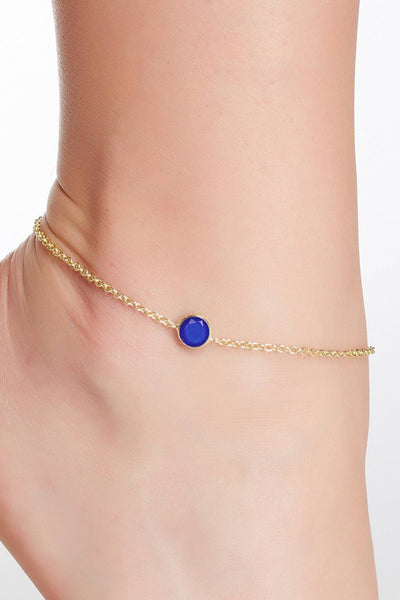 Blue Chalcedony Crystal Briolette Anklet - GF