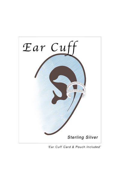 Sterling Silver Double Line Ear Cuff With CZ - SS