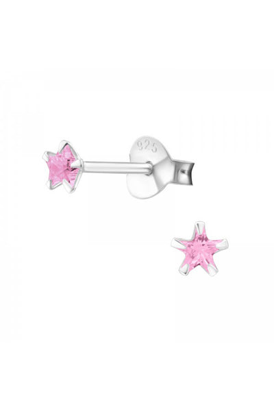 Sterling Silver Star 3mm Ear Studs With Cubic Zirconia - SS