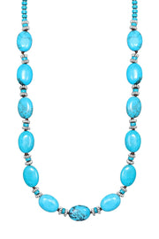 Turquoise & Silver Plated Black Hawk Necklace - SF