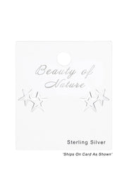 Sterling Silver Double Star Ear Studs - SS