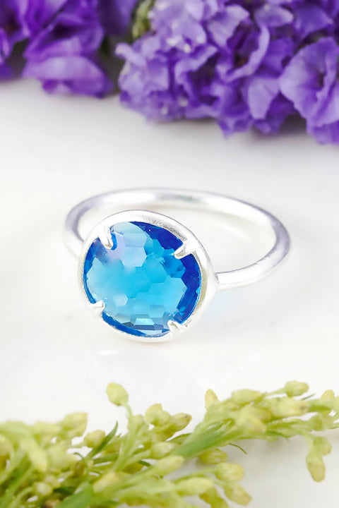 Swiss Blue Crystal Lollipop Ring - SF