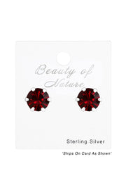 Sterling Silver Round 4mm Ear Studs With Crystals - SS