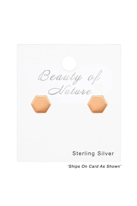 Sterling Silver Hexzagon Ear Studs - RG
