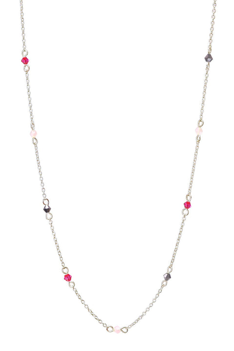 Pink Austrian Crystal Station Necklace - SF