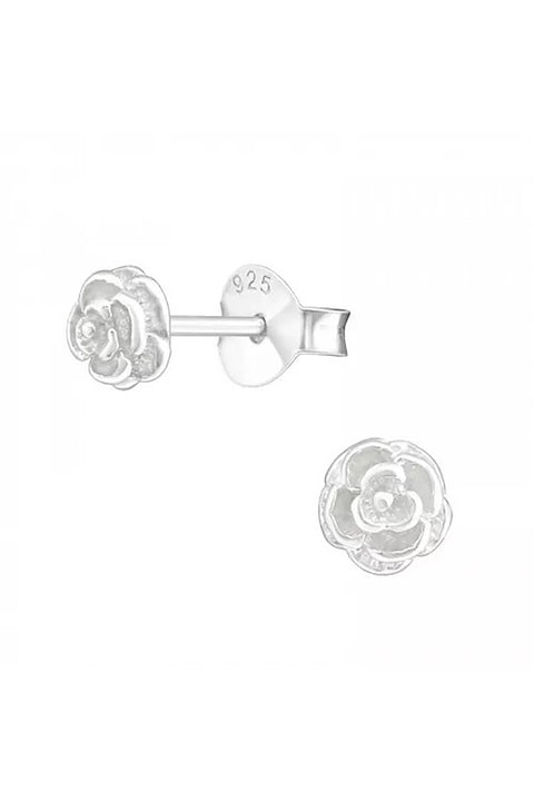 Sterling Silver Rose Ear Studs - SS