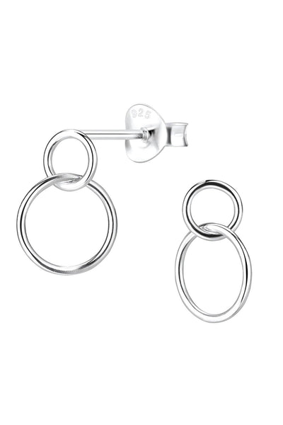 Sterling Silver Twisted Circle Stud Earrings - SS