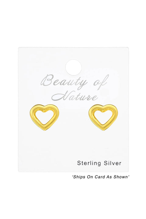 Sterling Silver Heart Ear Studs - VM