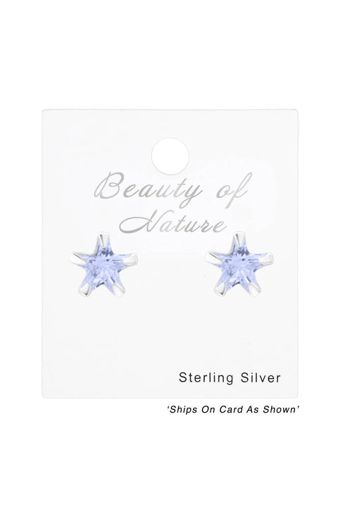 Sterling Silver Star 3mm Ear Studs With Cubic Zirconia - SS
