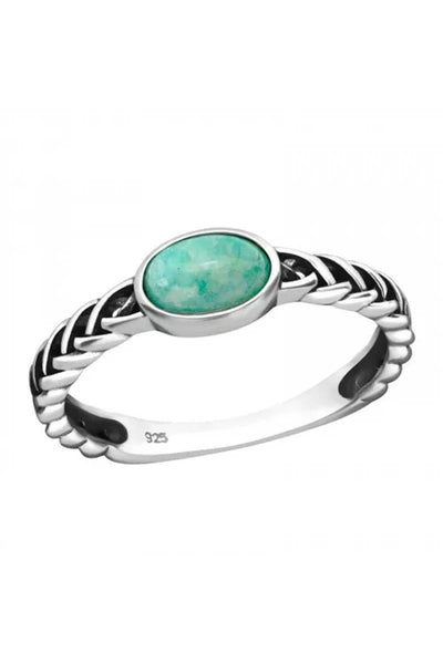 Sterling Silver Oval Stone Ring With Amazonite - SS