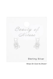 Sterling Silver Cat Ear Studs With Cubic Zirconia - SS