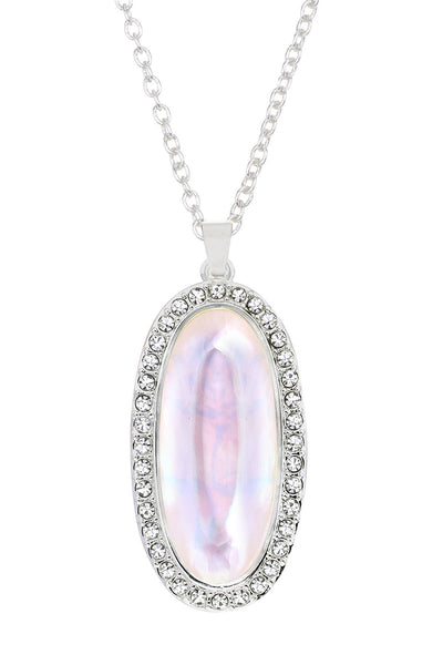 Mother Of Pearl Halo Pendant Necklace - SF