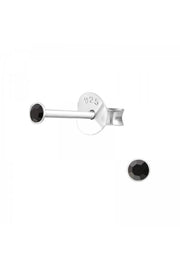 Sterling Silver Round 2mm Ear Studs With Crystals - SS