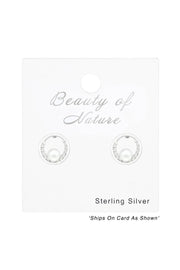 Sterling Silver Round Ear Studs With CZ and - SS