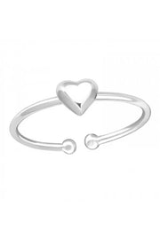 Sterling Silver Heart Adjustable Toe Ring - SS