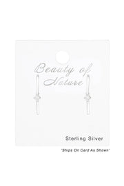 Sterling Silver Geometric Ear Studs With Cubic Zirconia - SS