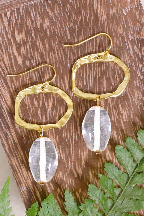 Clear Murano Glass & Freeform Drop Earrings - GF