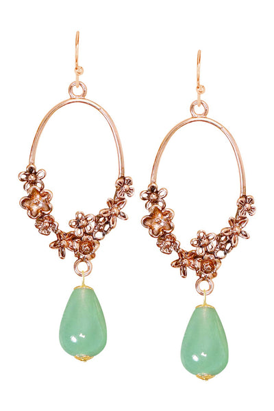 Green Aventurine & Blossoms Drop Earrings - GF