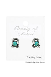 Sterling Silver Snake Ear Studs With Imitation Stone - SS