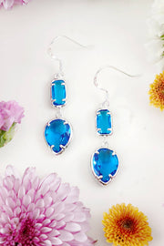 Swiss Blue Crystal Drop Earrings - SF
