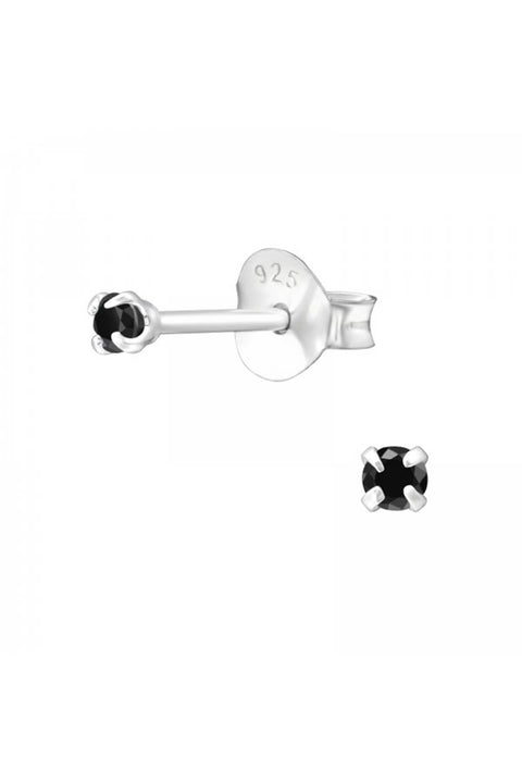 Sterling Silver Round 2mm Ear Studs With Cubic Zirconia - SS