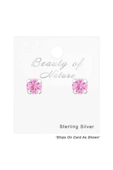 Sterling Silver Round 3mm Ear Studs With Cubic Zirconia - SS